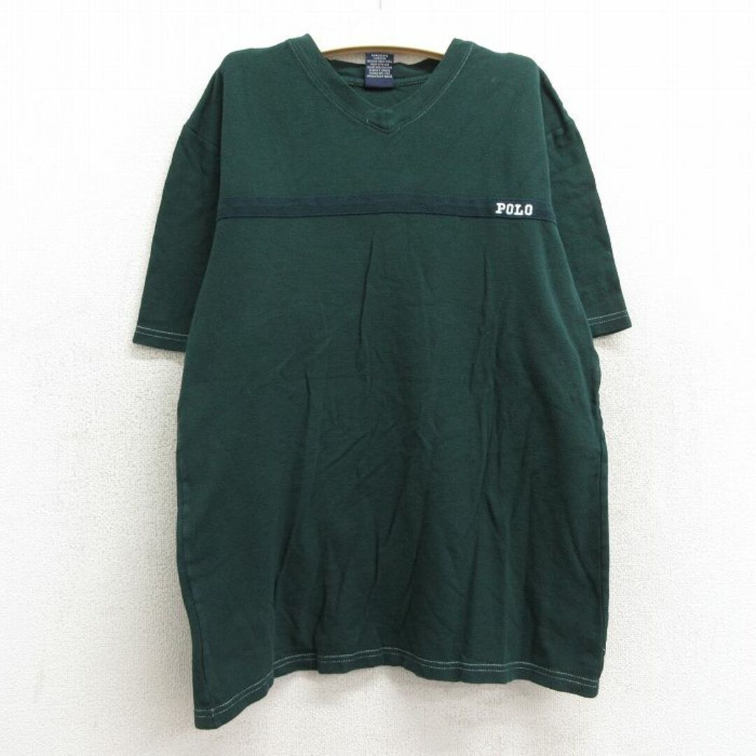 Ralph Lauren(ラルフローレン)の古着 ラルフローレン Ralph Lauren 半袖 ブランド Tシャツ キッズ ボーイズ 子供服 90年代 90s ワンポイントロゴ コットン Vネック 緑 グリーン 23sep06 キッズ/ベビー/マタニティのベビー服(~85cm)(シャツ/カットソー)の商品写真