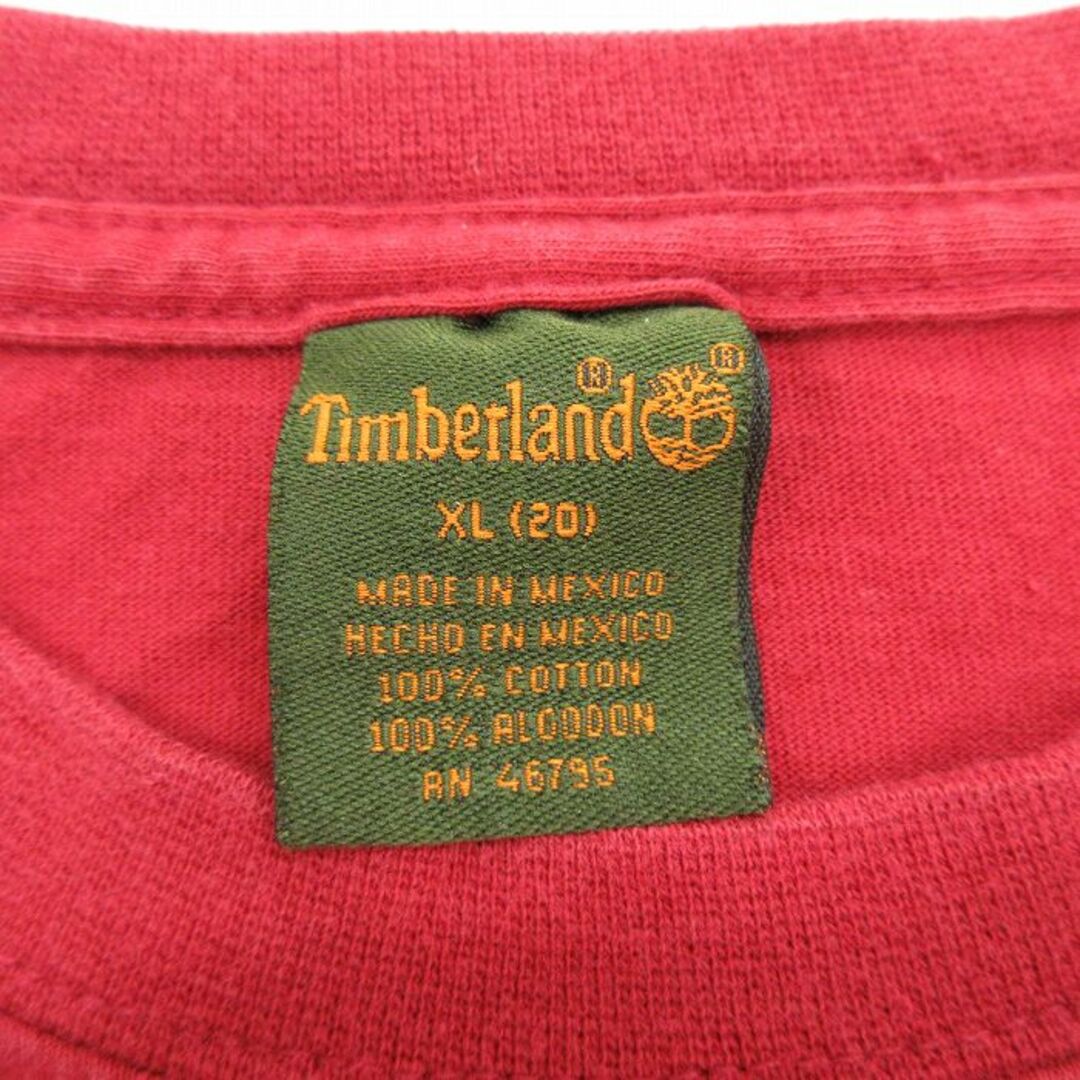 Timberland(ティンバーランド)の古着 ティンバーランド 長袖 ビンテージ Tシャツ キッズ ボーイズ 子供服 00年代 00s ビッグロゴ コットン クルーネック エンジ 23sep06 キッズ/ベビー/マタニティのベビー服(~85cm)(シャツ/カットソー)の商品写真