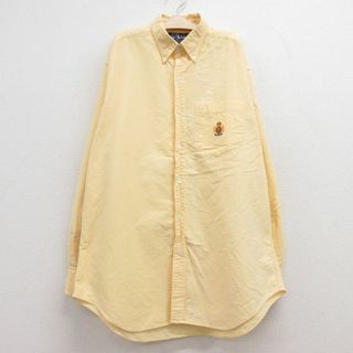 ラルフローレン(Ralph Lauren)の古着 ラルフローレン Ralph Lauren 長袖 ブランド シャツ キッズ ボーイズ 子供服 90年代 90s ワンポイントロゴ オックスフォード コットン ボタンダウン 黄 イエロー 【spe】 23sep06(シャツ/カットソー)