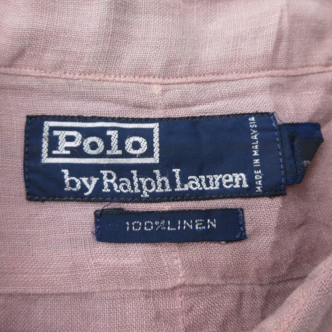 Ralph Lauren(ラルフローレン)のXL★古着 ラルフローレン Ralph Lauren 長袖 ブランド シャツ メンズ 90年代 90s 大きいサイズ ロング丈 リネン 薄紫系 パープル 23sep06 中古 トップス メンズのトップス(シャツ)の商品写真