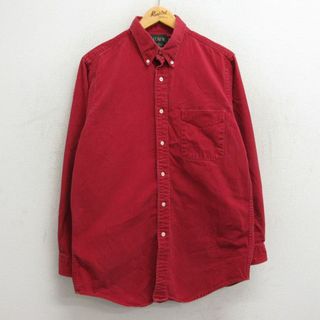 ジェイクルー(J.Crew)のL★古着 ジェイクルー J.CREW 長袖 ブランド シャツ メンズ 90年代 90s ロング丈 コットン ボタンダウン USA製 赤 レッド 23sep06 中古 トップス(シャツ)