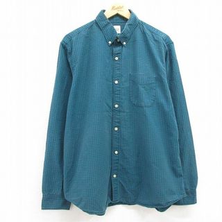 ギャップ(GAP)のXL★古着 ギャップ GAP 長袖 ブランド シャツ メンズ 00年代 00s 大きいサイズ コットン ボタンダウン 緑他 グリーン チェック 23sep07 中古 トップス(シャツ)