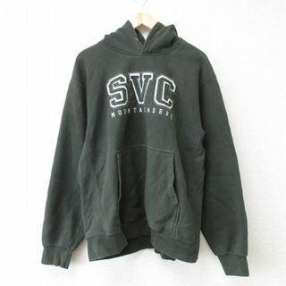 XL★古着 長袖 スウェット パーカー メンズ 00年代 00s SVC 刺繍 濃緑 グリーン 23sep06 中古 スエット トレーナー トップス(パーカー)