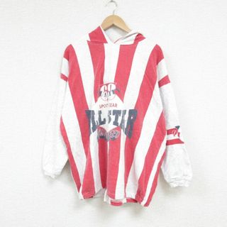 XL★古着 長袖 スウェット パーカー メンズ 90年代 90s ALL STAR オールスター コットン USA製 薄グレー他 霜降り ストライプ 【spe】 23sep09 中古 スエット トレーナー トップス(パーカー)