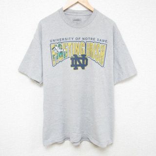 XL★古着 半袖 Tシャツ メンズ ノートルダム 大学 クルーネック 薄グレー 霜降り 23sep07 中古(Tシャツ/カットソー(半袖/袖なし))