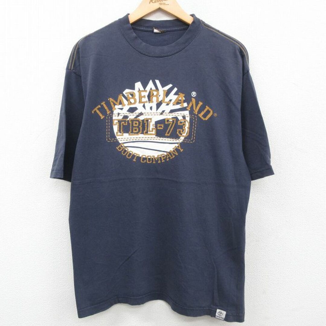 Timberland(ティンバーランド)のXL★古着 ティンバーランド 半袖 ブランド Tシャツ メンズ ビッグロゴ クルーネック 紺 ネイビー 23sep07 中古 メンズのトップス(Tシャツ/カットソー(半袖/袖なし))の商品写真