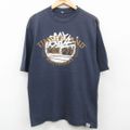 XL★古着 ティンバーランド 半袖 ブランド Tシャツ メンズ ビッグロゴ クルーネック 紺 ネイビー 23sep07 中古