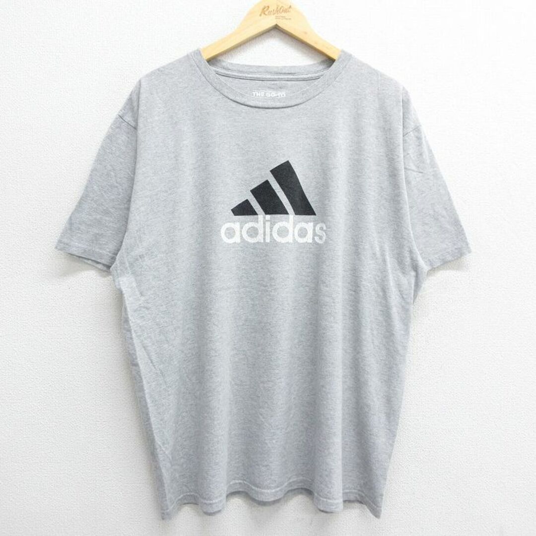 adidas(アディダス)のXL★古着 アディダス adidas 半袖 ブランド Tシャツ メンズ ビッグロゴ 大きいサイズ クルーネック グレー 霜降り 23sep07 中古 メンズのトップス(Tシャツ/カットソー(半袖/袖なし))の商品写真