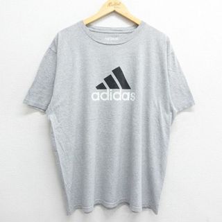 アディダス(adidas)のXL★古着 アディダス adidas 半袖 ブランド Tシャツ メンズ ビッグロゴ 大きいサイズ クルーネック グレー 霜降り 23sep07 中古(Tシャツ/カットソー(半袖/袖なし))