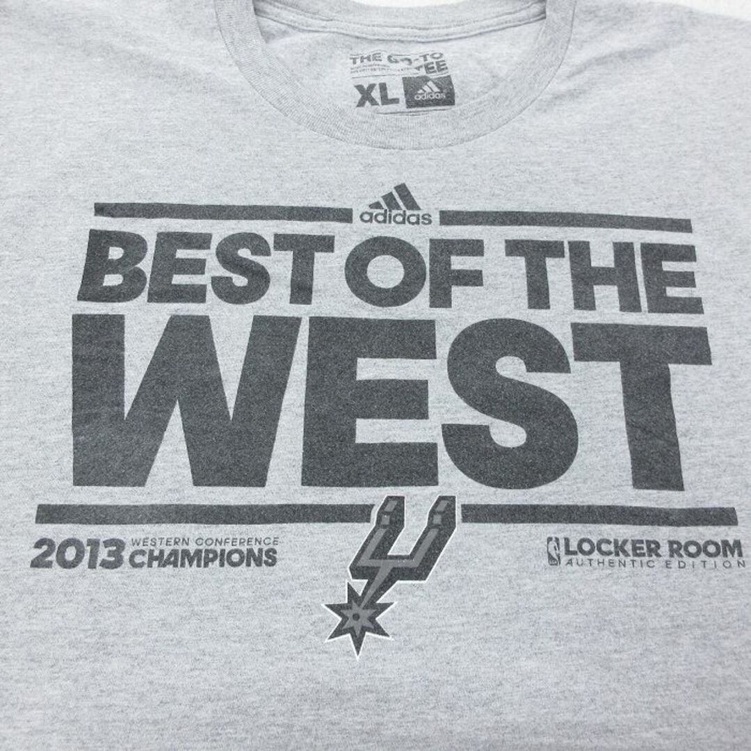 adidas(アディダス)のXL★古着 アディダス adidas 半袖 ブランド Tシャツ メンズ ワンポイントロゴ NBA サンアントニオスパーズ クルーネック グレー 霜降り バスケットボール 23sep07 中古 メンズのトップス(Tシャツ/カットソー(半袖/袖なし))の商品写真