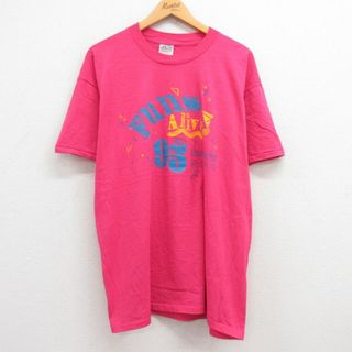 XL★古着 オニータ ONEITA 半袖 ビンテージ Tシャツ メンズ 90年代 90s Funs クルーネック ピンク 23sep06 中古(Tシャツ/カットソー(半袖/袖なし))