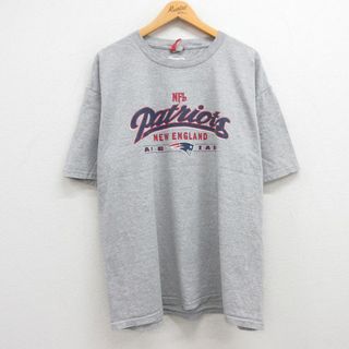 XL★古着 半袖 ビンテージ Tシャツ メンズ 00年代 00s NFL ニューイングランドペイトリオッツ 大きいサイズ クルーネック グレー 霜降り アメフト スーパーボウル 23sep06 中古(Tシャツ/カットソー(半袖/袖なし))