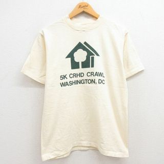 M★古着 オニータ ONEITA 半袖 ビンテージ Tシャツ メンズ 90年代 90s 家 ワシントンDC コットン クルーネック USA製 薄黄 イエロー 23sep06 中古(Tシャツ/カットソー(半袖/袖なし))