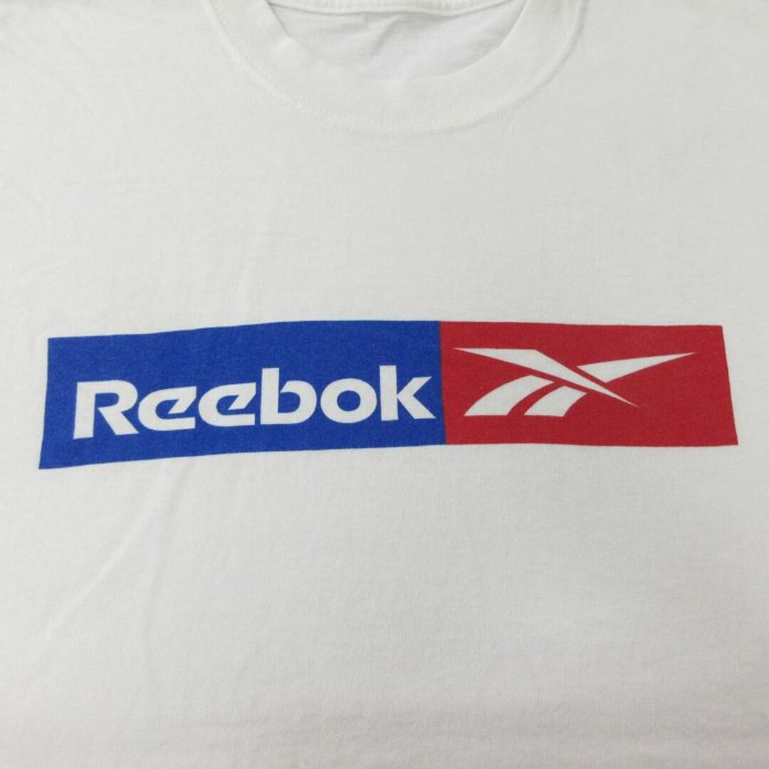 Reebok(リーボック)のXL★古着 リーボック REEBOK 半袖 ビンテージ Tシャツ メンズ 90年代 90s ビッグロゴ コットン クルーネック USA製 白 ホワイト 23sep07 中古 メンズのトップス(Tシャツ/カットソー(半袖/袖なし))の商品写真