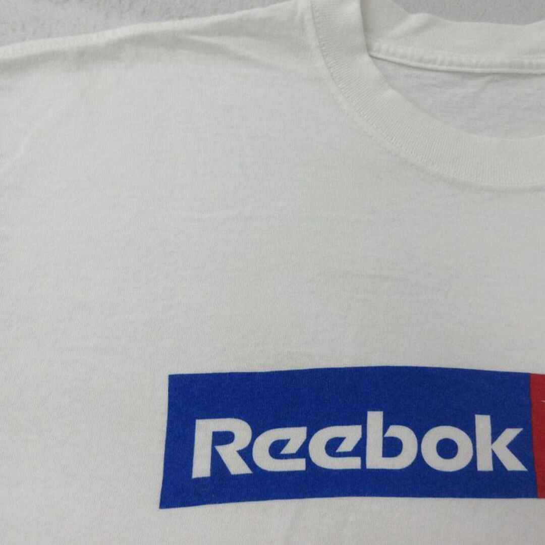 Reebok(リーボック)のXL★古着 リーボック REEBOK 半袖 ビンテージ Tシャツ メンズ 90年代 90s ビッグロゴ コットン クルーネック USA製 白 ホワイト 23sep07 中古 メンズのトップス(Tシャツ/カットソー(半袖/袖なし))の商品写真