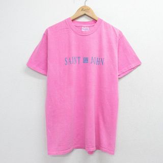 L★古着 半袖 ビンテージ Tシャツ メンズ 90年代 90s セントジョン コットン クルーネック USA製 ピンク 23sep08 中古(Tシャツ/カットソー(半袖/袖なし))