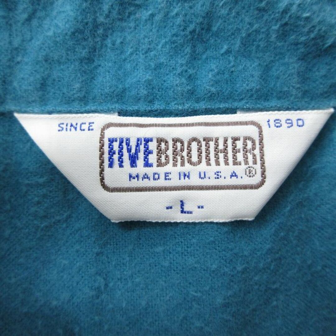 FIVE BROTHER(ファイブブラザー)の古着 ファイブブラザー 長袖 ヘビー フランネル シャツ レディース 80年代 80s USA製 青緑 23sep14 中古 ブラウス トップス レディースのトップス(ポロシャツ)の商品写真