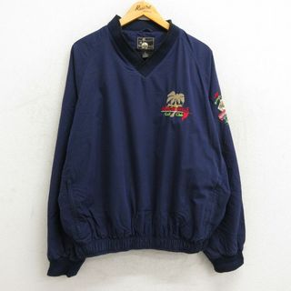 XL★古着 長袖 トップス メンズ ジミーバフェット MARGARITAVILE ゴルフ 大きいサイズ Vネック 紺 ネイビー 内側メッシュ 23sep11 中古 アウター(ダッフルコート)