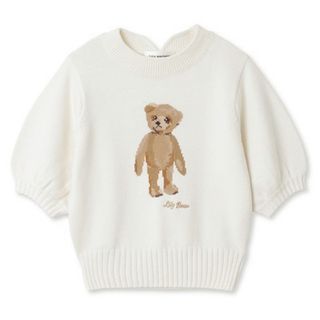 【美品】LILY BROWN Lily Bearハーフスリーブニットトップス