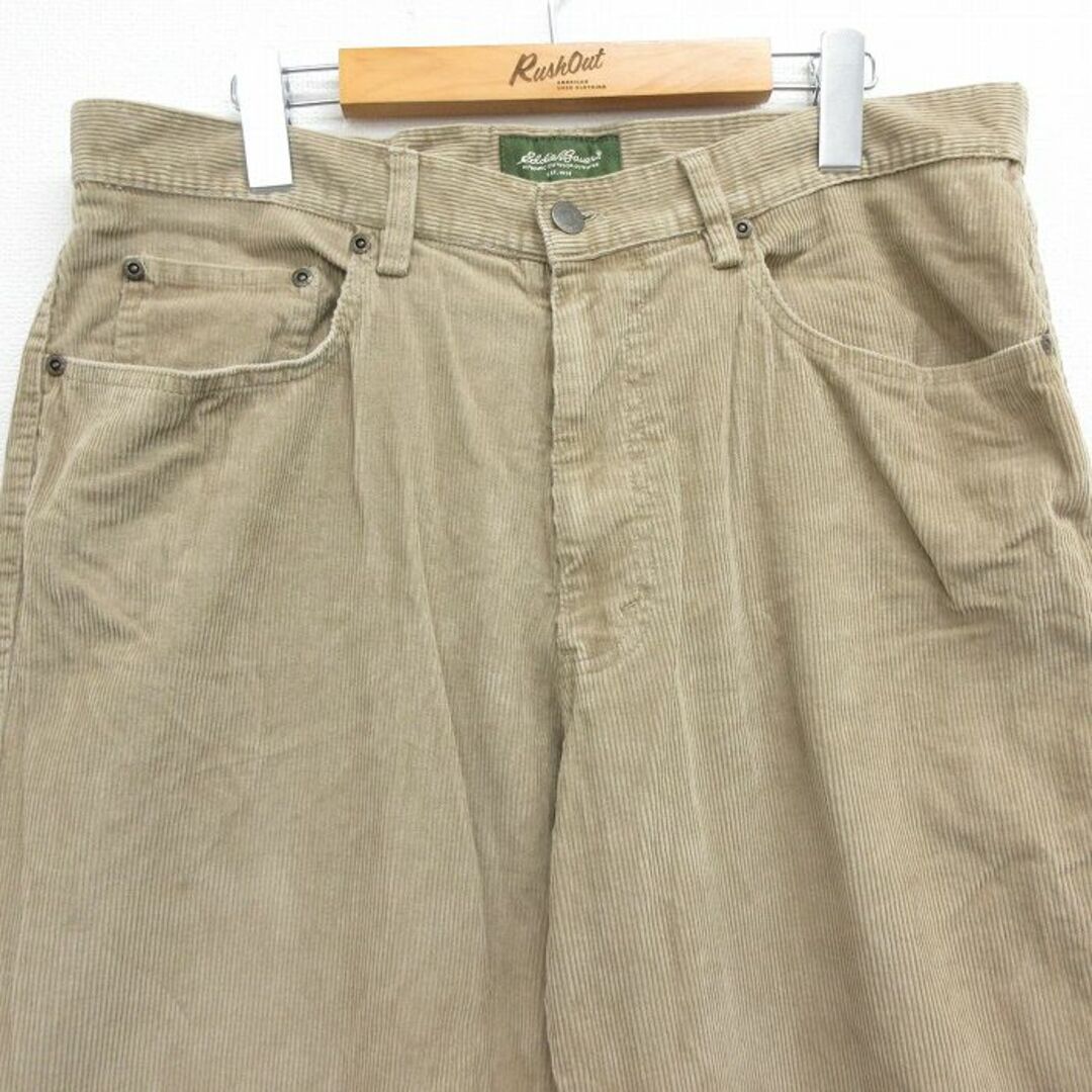 Eddie Bauer(エディーバウアー)のW35★古着 エディーバウアー コーデュロイ パンツ メンズ コットン ベージュ カーキ 23sep14 中古 ボトムス ロング メンズのパンツ(ワークパンツ/カーゴパンツ)の商品写真