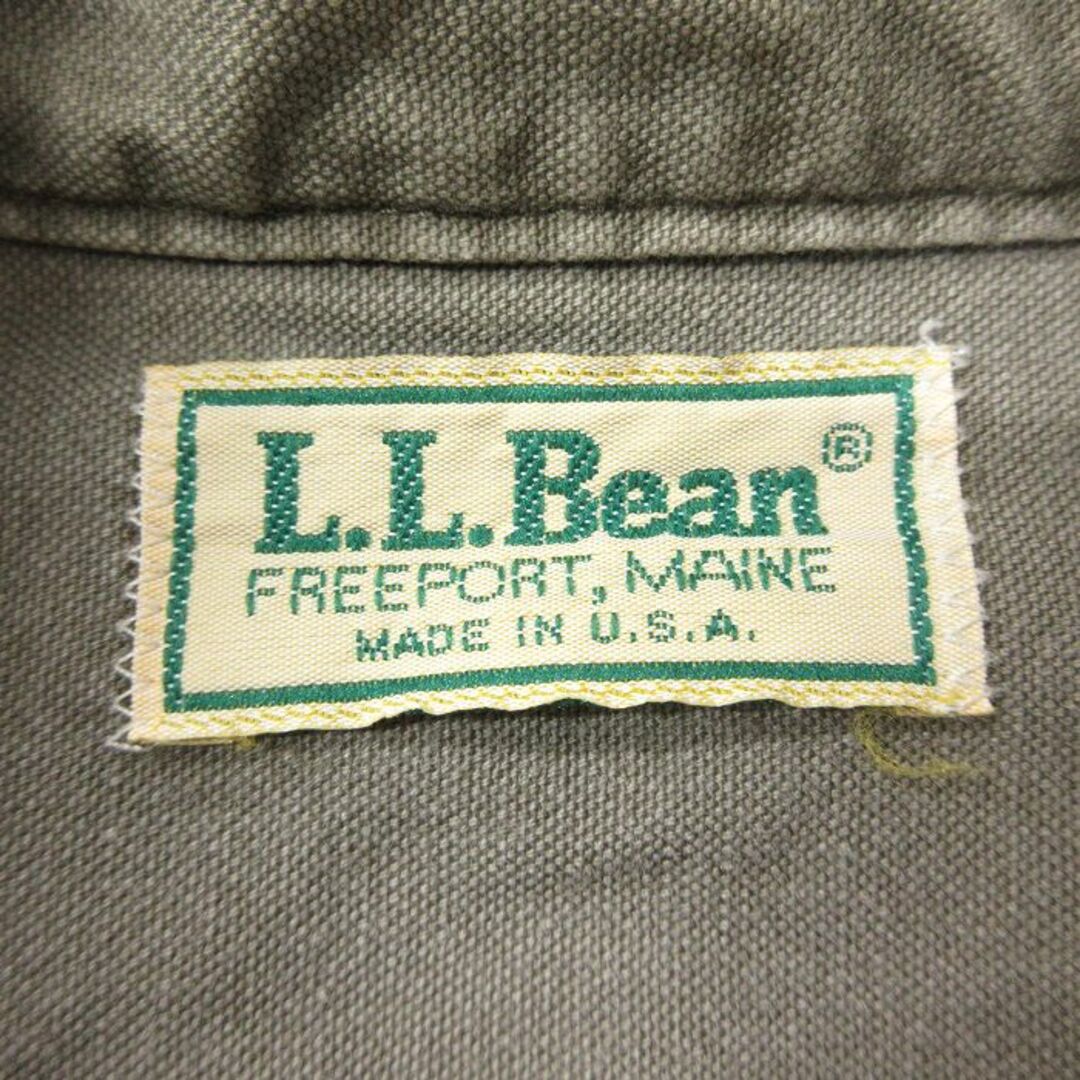 L.L.Bean(エルエルビーン)のL★古着 エルエルビーン LLBEAN 長袖 ブランド シャツ メンズ 80年代 80s 襟コーデュロイ ダック地 コットン USA製 濃ベージュ カーキ 23sep14 中古 トップス メンズのトップス(シャツ)の商品写真