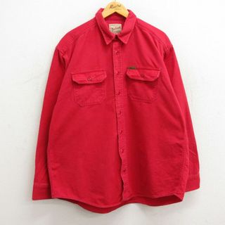 ウールリッチ(WOOLRICH)のXL★古着 ウールリッチ WOOLRICH 長袖 ヘビー フランネル シャツ メンズ 00年代 00s 大きいサイズ コットン 赤 レッド 23sep14 中古 トップス(シャツ)