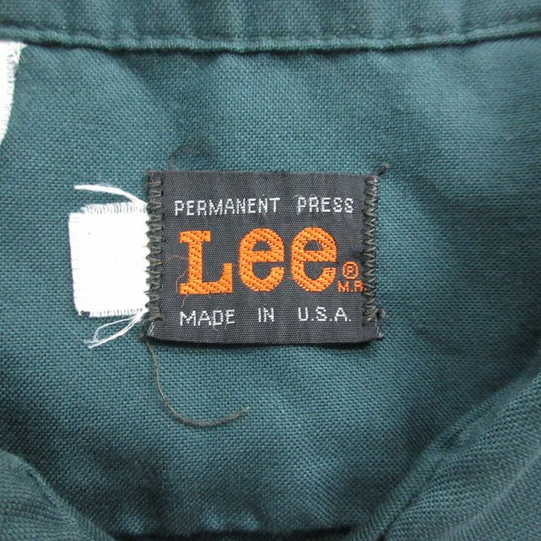 Lee(リー)のS★古着 リー Lee 長袖 ワーク シャツ メンズ 70年代 70s ロング丈 USA製 濃緑 グリーン 23sep11 中古 トップス メンズのトップス(シャツ)の商品写真