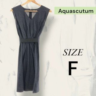 アクアスキュータム(AQUA SCUTUM)のAquascutum アクアスキュータム ワンピース ひざ丈 袖なし ストライプ(ひざ丈ワンピース)