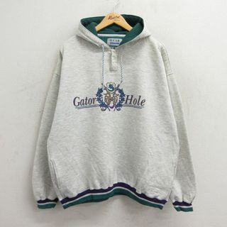 XL★古着 長袖 スウェット パーカー メンズ 90年代 90s ゴルフ Gator Hole 大きいサイズ 薄グレー 霜降り 23sep11 中古 スエット トレーナー トップス(パーカー)