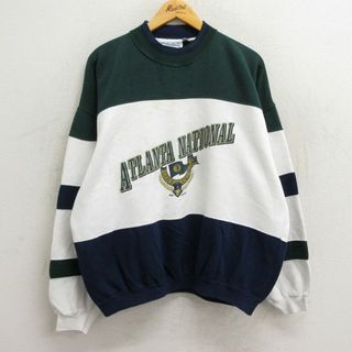 XL★古着 長袖 スウェット メンズ 90年代 90s アトランタ ゴルフ マルチカラー クルーネック 白他 ホワイト 23sep11 中古 スエット トレーナー トップス(パーカー)