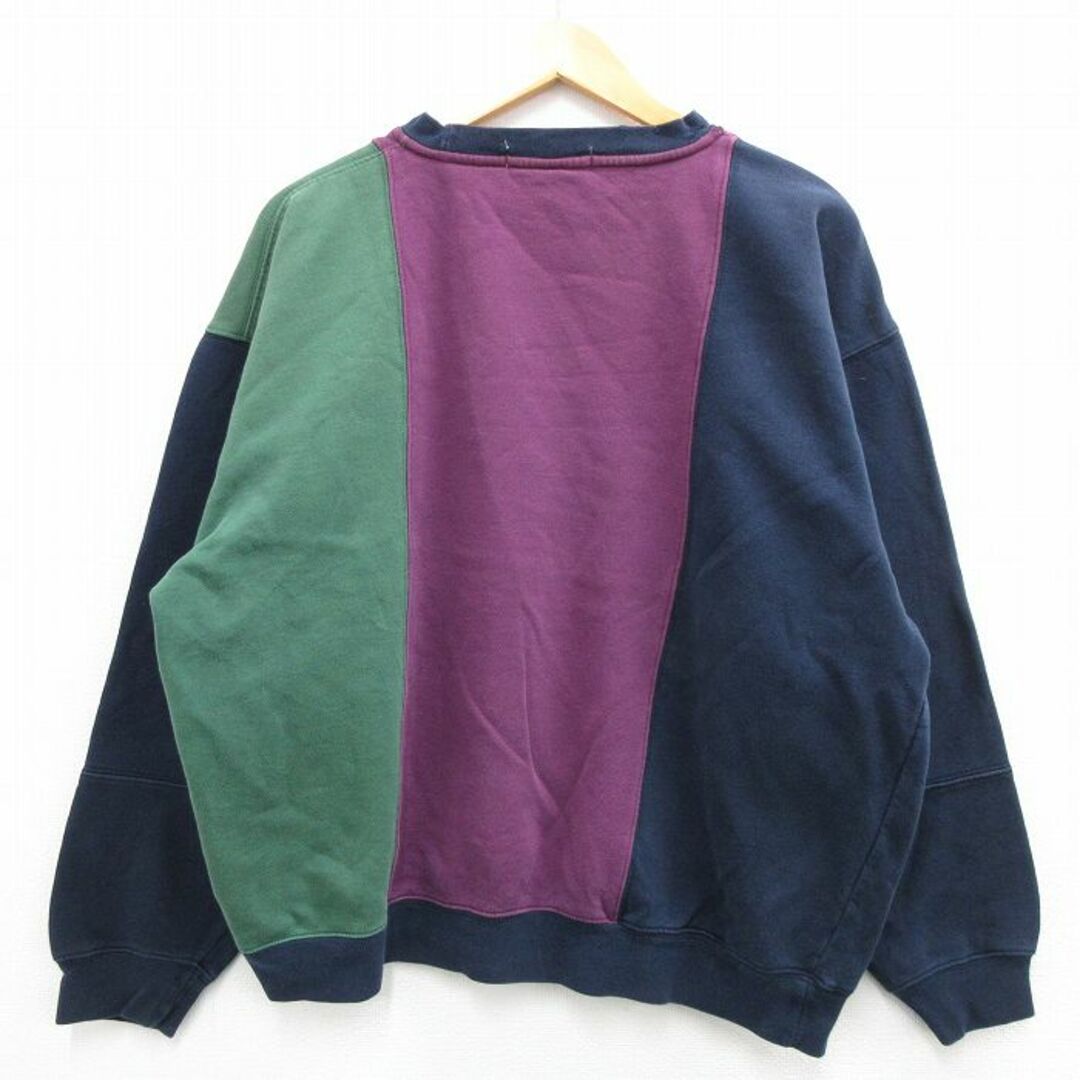 XL★古着 IZOD 長袖 スウェット メンズ 90年代 90s マルチカラー クレイジーパターン 大きいサイズ クルーネック 紺他 ネイビー 23sep12 中古 スエット トレーナー トップス メンズのトップス(パーカー)の商品写真