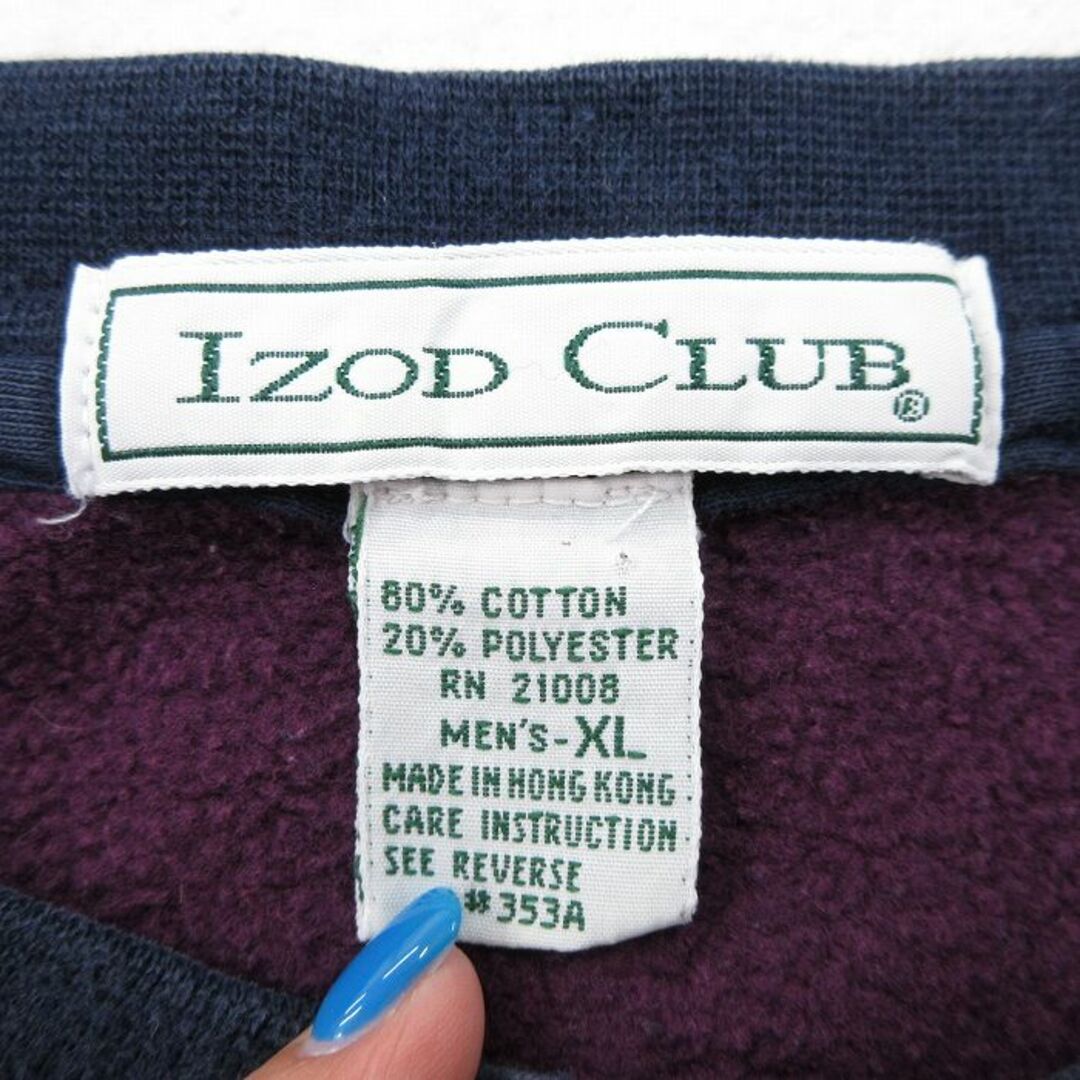 XL★古着 IZOD 長袖 スウェット メンズ 90年代 90s マルチカラー クレイジーパターン 大きいサイズ クルーネック 紺他 ネイビー 23sep12 中古 スエット トレーナー トップス メンズのトップス(パーカー)の商品写真