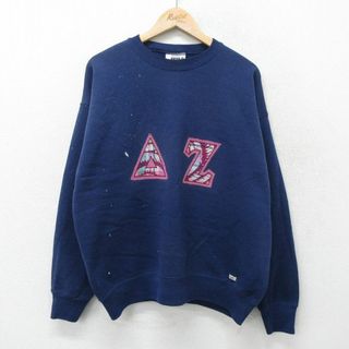 リー(Lee)のXL★古着 リー Lee 長袖 スウェット メンズ 90年代 90s AZ クルーネック USA製 紺 ネイビー 23sep14 中古 スエット トレーナー トップス(パーカー)