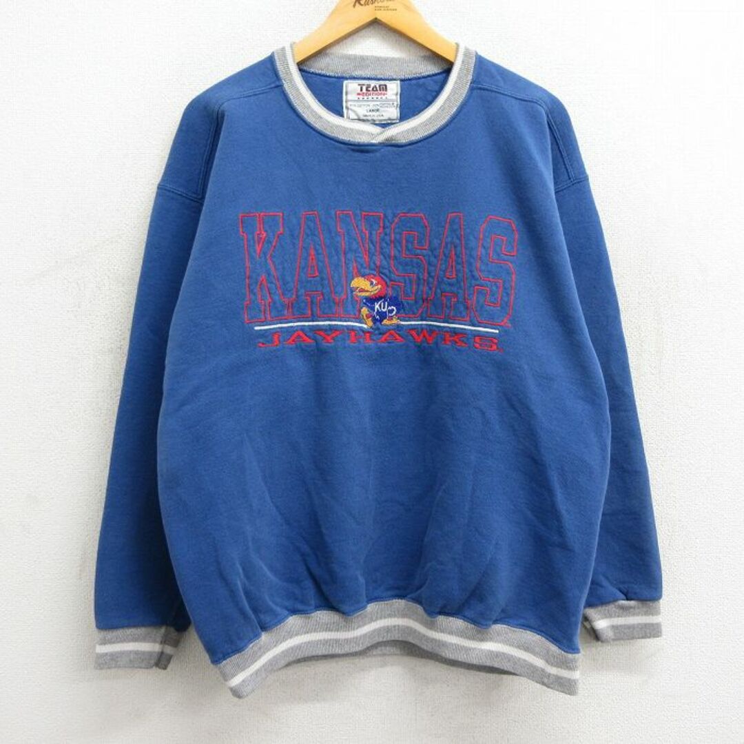 L☆古着 長袖 スウェット メンズ 90年代 90s カンザスジェイ L☆古着 長袖 スウェット メンズ 90年代 90s カンザスジェイ