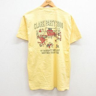 フルーツオブザルーム(FRUIT OF THE LOOM)のM★古着 フルーツオブザルーム 半袖 ビンテージ Tシャツ メンズ 00年代 00s CLARK PARTY コットン クルーネック 黄 イエロー 23sep13 中古(Tシャツ/カットソー(半袖/袖なし))