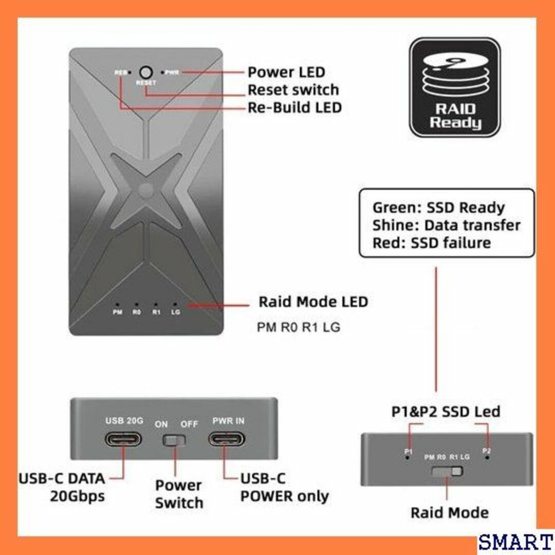 ☆人気 CY M.2 SSDアダプター NGFF B+M RAID 1425 スマホ/家電/カメラのスマホ/家電/カメラ その他(その他)の商品写真