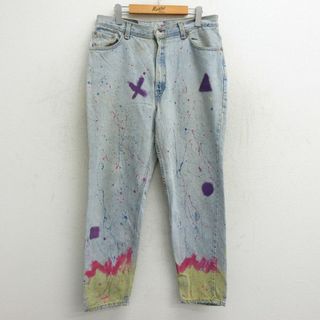 リーバイス(Levi's)の古着 リーバイス Levis 512 ジーンズ レディース 90年代 90s ハンドペイント コットン USA製 薄紺 ネイビー デニム 【spe】 23sep16 中古 ボトムス ジーパン Gパン ロング パンツ(ショートパンツ)