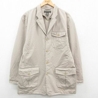 バナナリパブリック(Banana Republic)のXL★古着 バナナリパブリック BANANA REPUBLIC 長袖 ブランド ジャケット メンズ ロング丈 コットン ベージュ カーキ 23sep18 中古 アウター ジャンパー ブルゾン(ダッフルコート)