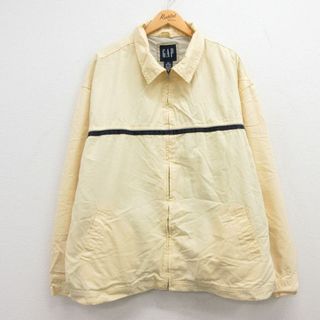 ギャップ(GAP)のXL★古着 ギャップ GAP 長袖 ジャケット メンズ 00年代 00s 大きいサイズ コットン 薄黄 イエロー 23sep18 中古 アウター ジャンパー ブルゾン(ダッフルコート)