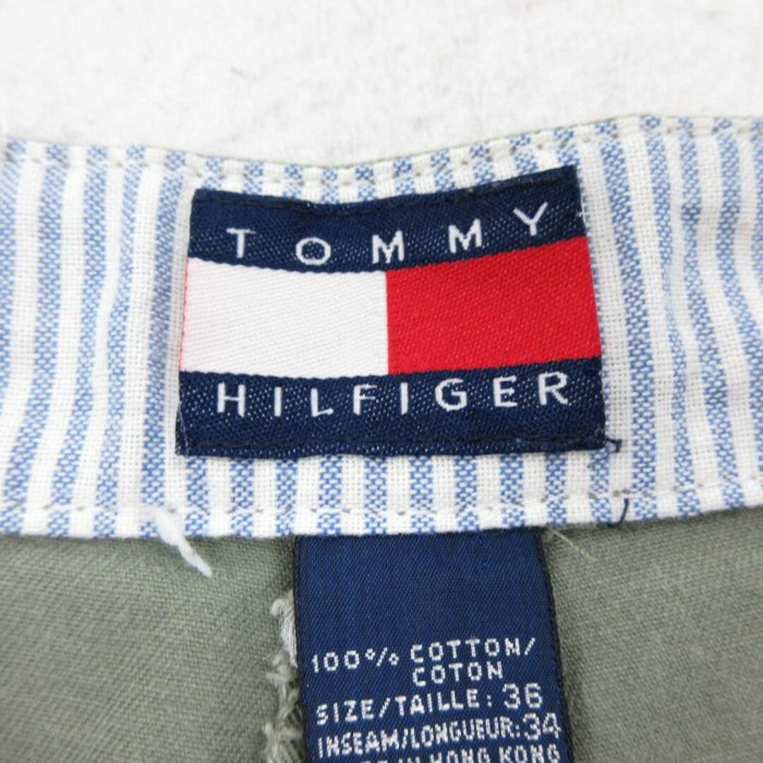 TOMMY HILFIGER(トミーヒルフィガー)のW36★古着 トミーヒルフィガー TOMMY HILFIGER ブランド チノ パンツ チノパン メンズ 90年代 90s コットン 緑系 グリーン 23sep16 中古 ボトムス ロング メンズのパンツ(ワークパンツ/カーゴパンツ)の商品写真