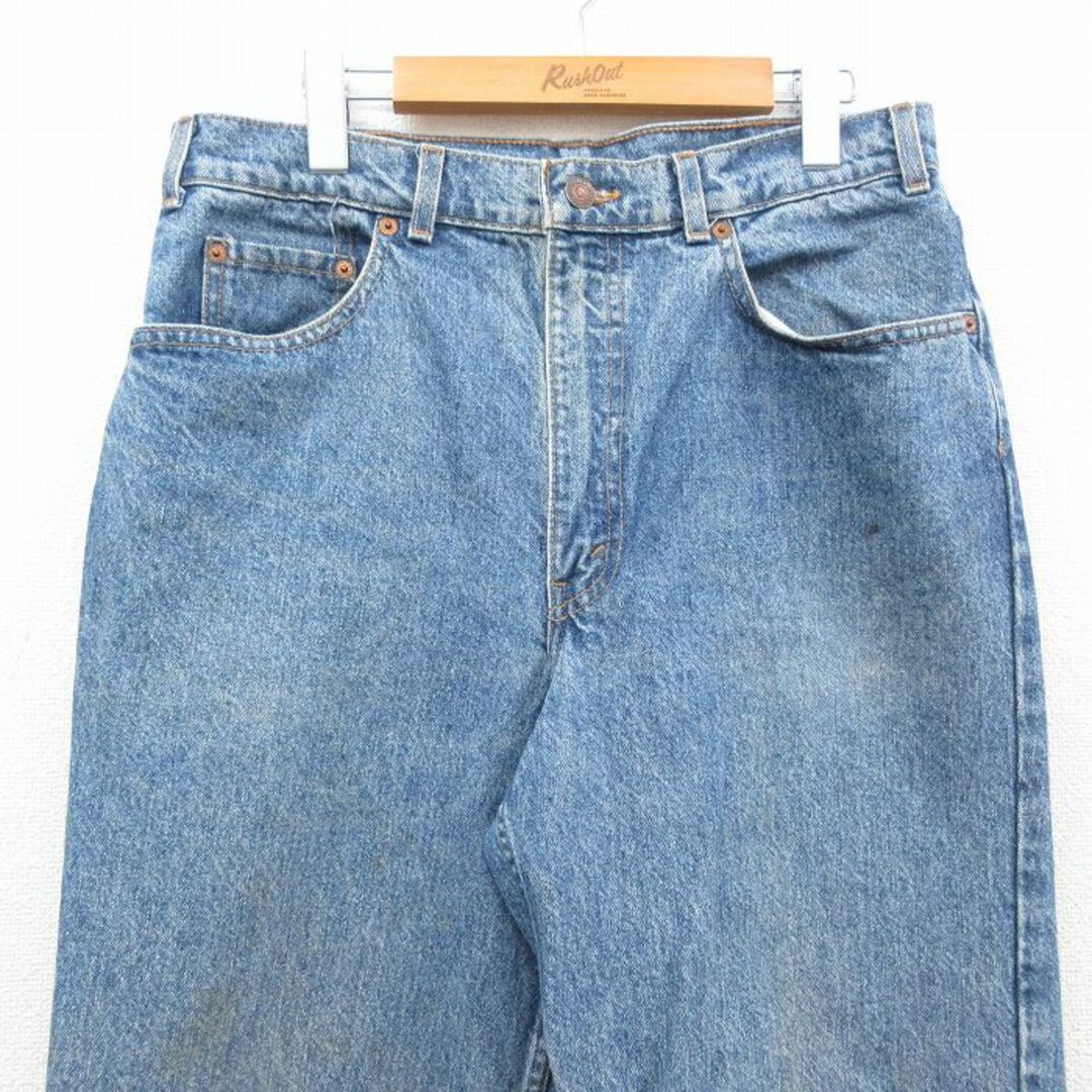 Levi's(リーバイス)のW33★古着 リーバイス Levis 532 ジーンズ メンズ 90年代 90s ヒゲ コットン テーパード カナダ製 紺 ネイビー デニム 23sep20 中古 ボトムス ジーパン Gパン ロング パンツ メンズのパンツ(ワークパンツ/カーゴパンツ)の商品写真