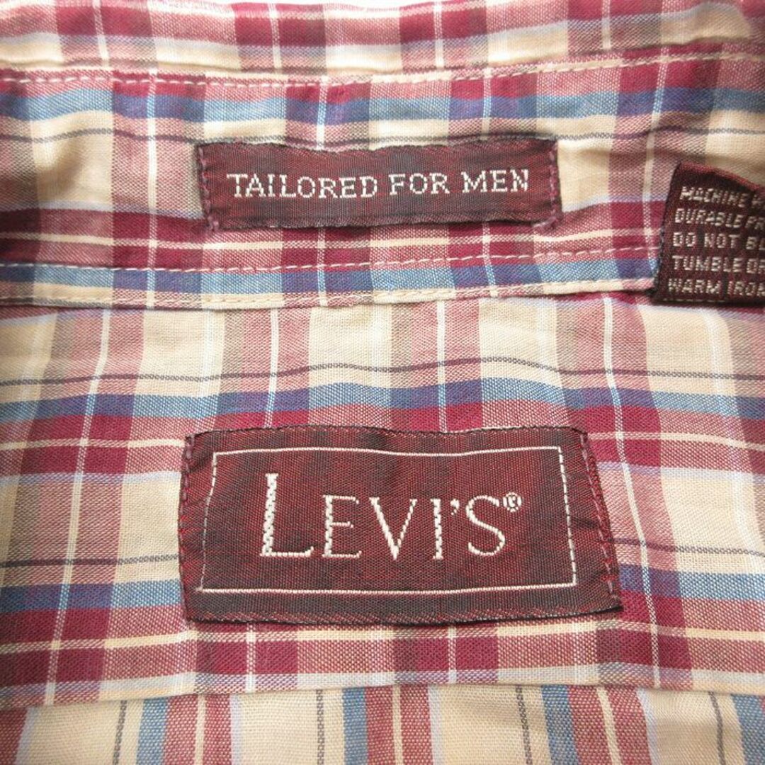 Levi's(リーバイス)のL★古着 リーバイス Levis 長袖 ブランド シャツ メンズ 80年代 80s ボタンダウン エンジ他 チェック 23sep18 中古 トップス メンズのトップス(シャツ)の商品写真