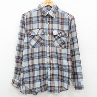 リーバイス(Levi's)のM★古着 リーバイス Levis 長袖 ブランド シャツ メンズ 80年代 80s 薄紺他 ネイビー チェック 23sep18 中古 トップス(シャツ)