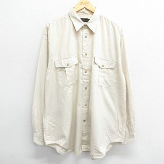 アバクロンビーアンドフィッチ(Abercrombie&Fitch)のXL★古着 アバクロンビー Abercrombie&fitch 長袖 ブランド シャツ メンズ 80年代 80s ロング丈 大きいサイズ コットン ベージュ カーキ 23sep18 中古 トップス(シャツ)