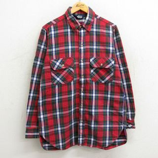 ウールリッチ(WOOLRICH)のL★古着 ウールリッチ WOOLRICH 長袖 フランネル シャツ メンズ 90年代 90s 赤他 レッド チェック 23sep16 中古 トップス(シャツ)