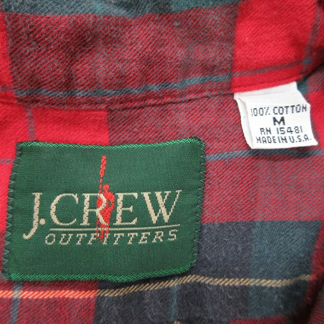 J.Crew(ジェイクルー)のL★古着 ジェイクルー J.CREW 長袖 フランネル シャツ メンズ 90年代 90s コットン ボタンダウン USA製 赤他 レッド タータン チェック 23sep16 中古 トップス メンズのトップス(シャツ)の商品写真