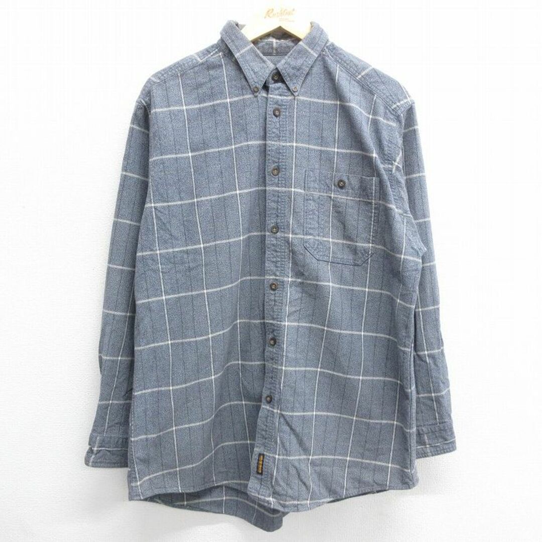 WOOLRICH(ウールリッチ)のXL★古着 ウールリッチ WOOLRICH 長袖 フランネル シャツ メンズ コットン ボタンダウン 紺 ネイビー 霜降り他 チェック 23sep16 中古 トップス メンズのトップス(シャツ)の商品写真