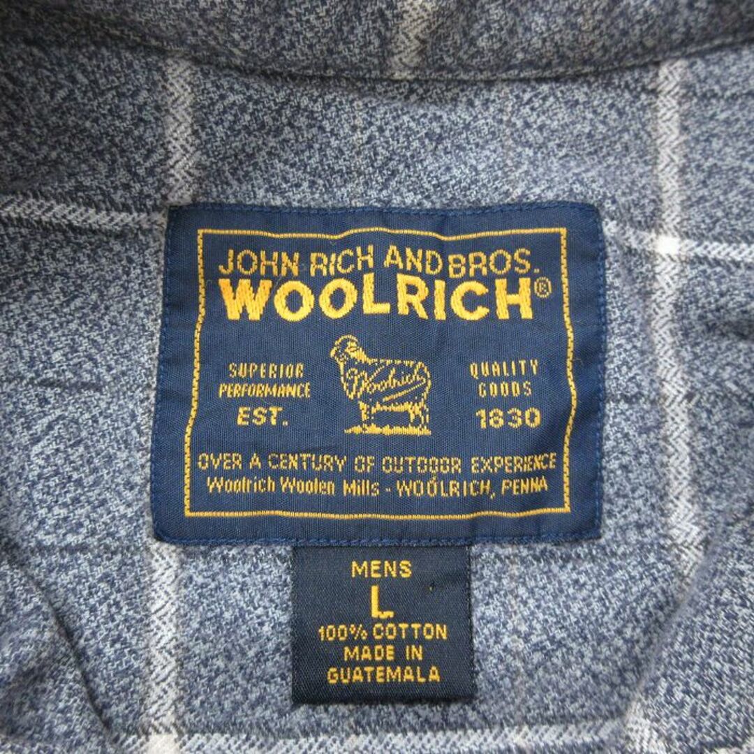 WOOLRICH(ウールリッチ)のXL★古着 ウールリッチ WOOLRICH 長袖 フランネル シャツ メンズ コットン ボタンダウン 紺 ネイビー 霜降り他 チェック 23sep16 中古 トップス メンズのトップス(シャツ)の商品写真