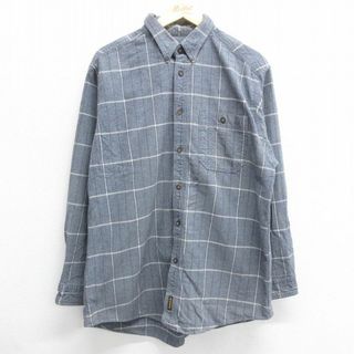 ウールリッチ(WOOLRICH)のXL★古着 ウールリッチ WOOLRICH 長袖 フランネル シャツ メンズ コットン ボタンダウン 紺 ネイビー 霜降り他 チェック 23sep16 中古 トップス(シャツ)