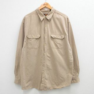 XL★古着 ルート66 長袖 シャツ メンズ 00年代 00s 大きいサイズ コットン ベージュ カーキ 23sep16 中古 トップス(シャツ)